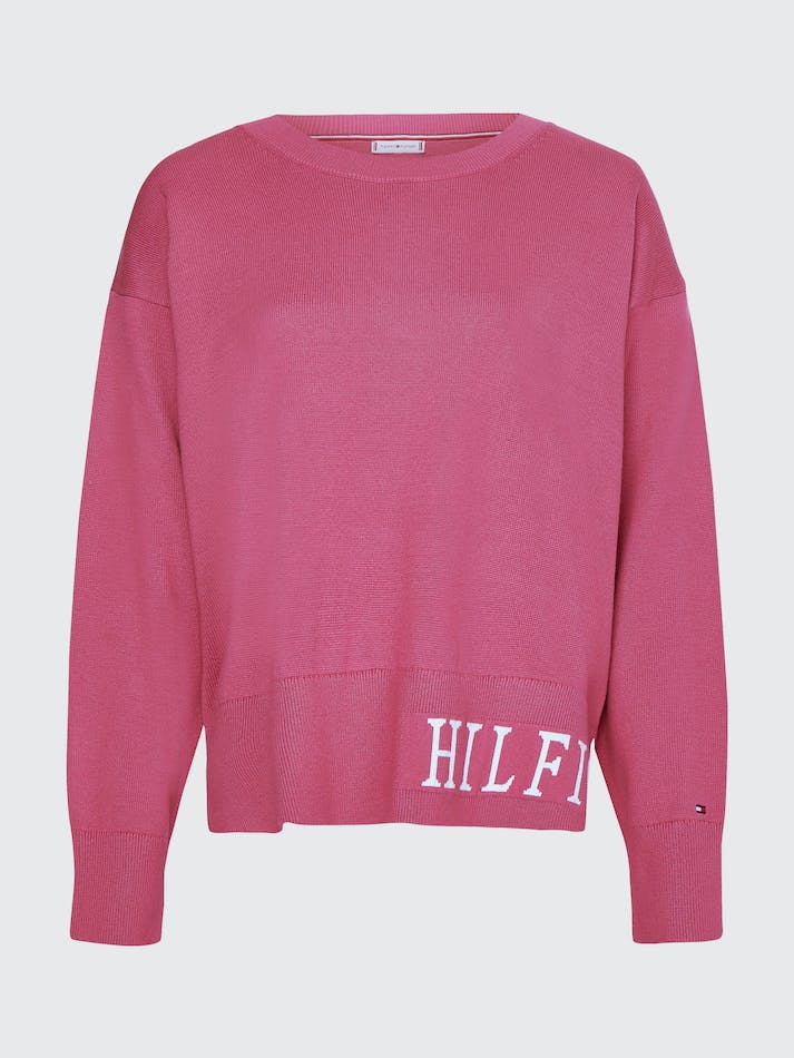 Tommy Hilfiger Curve Logo Organic Cotton Women's Jumpers Rose Red | joUuF97Czcbg