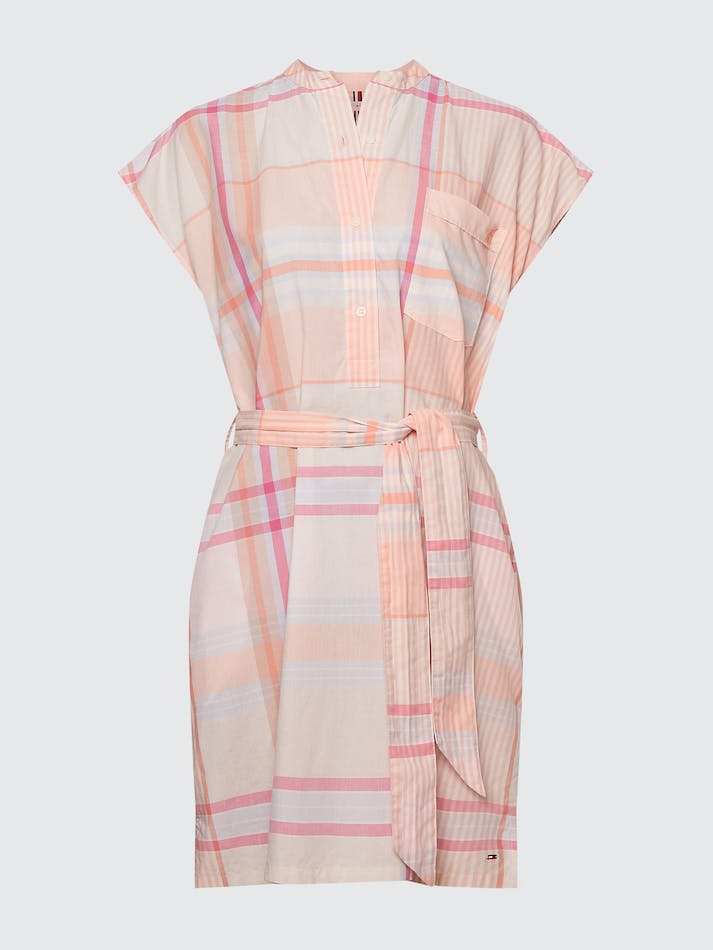 Tommy Hilfiger Curve Madras Rugby Stripe Relaxed Women's Dress Coral | cH6rGsrBcy11