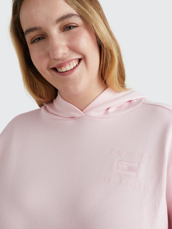 Tommy Hilfiger Curve Natural Dye Logo Relaxed Fit Women's Hoodie Pink | G8ed23DcDUXb