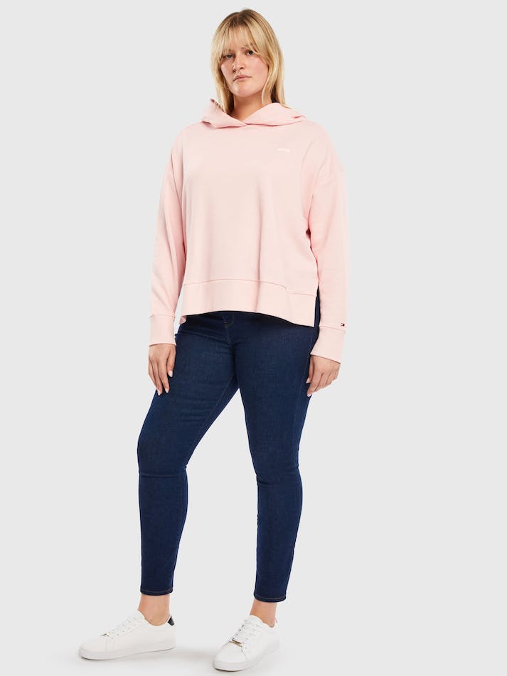 Tommy Hilfiger Curve Natural Dye Logo Relaxed Fit Women's Hoodie Pink | G8ed23DcDUXb