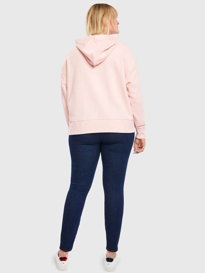 Tommy Hilfiger Curve Natural Dye Logo Relaxed Fit Women's Hoodie Pink | G8ed23DcDUXb