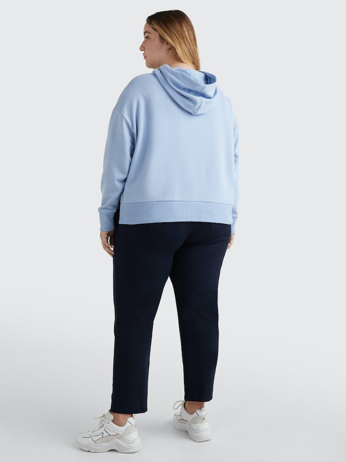 Tommy Hilfiger Curve Natural Dye Logo Relaxed Fit Women's Hoodie Blue | Vlva0G2fmpFY