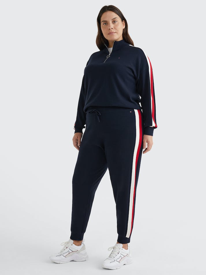 Tommy Hilfiger Curve Organic Cotton Stripe Women\'s Jogger Blue | vgjJ6JpxeHtq