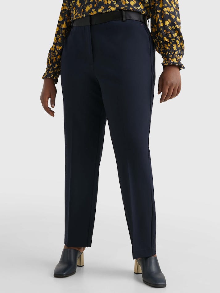 Tommy Hilfiger Curve Punto Slim Fit Women's Trousers Blue | W9lMC9DP7RgJ