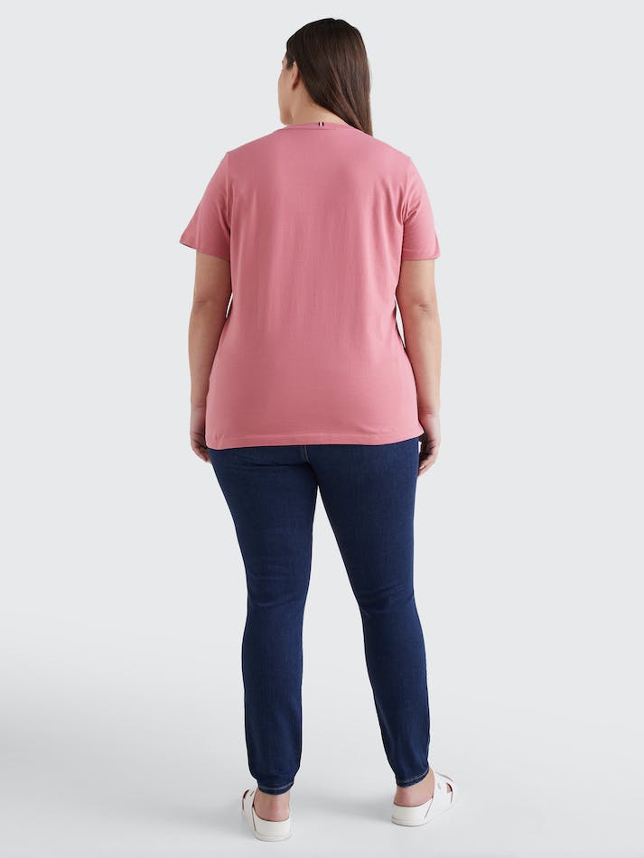 Tommy Hilfiger Curve Regular Graphic Crewneck Women's T Shirts Pink | lfPpHofKKzaC