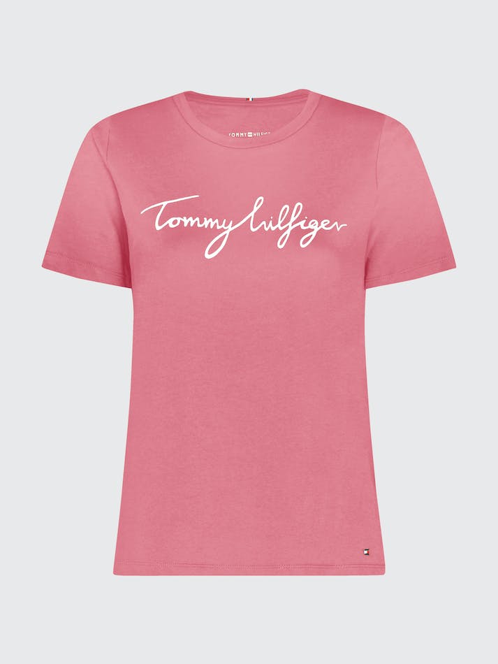 Tommy Hilfiger Curve Regular Graphic Crewneck Women's T Shirts Pink | lfPpHofKKzaC