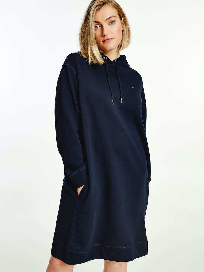 Tommy Hilfiger Curve Regular Hoodie Short Women's Dress Blue | z8gjtkD2j6d2