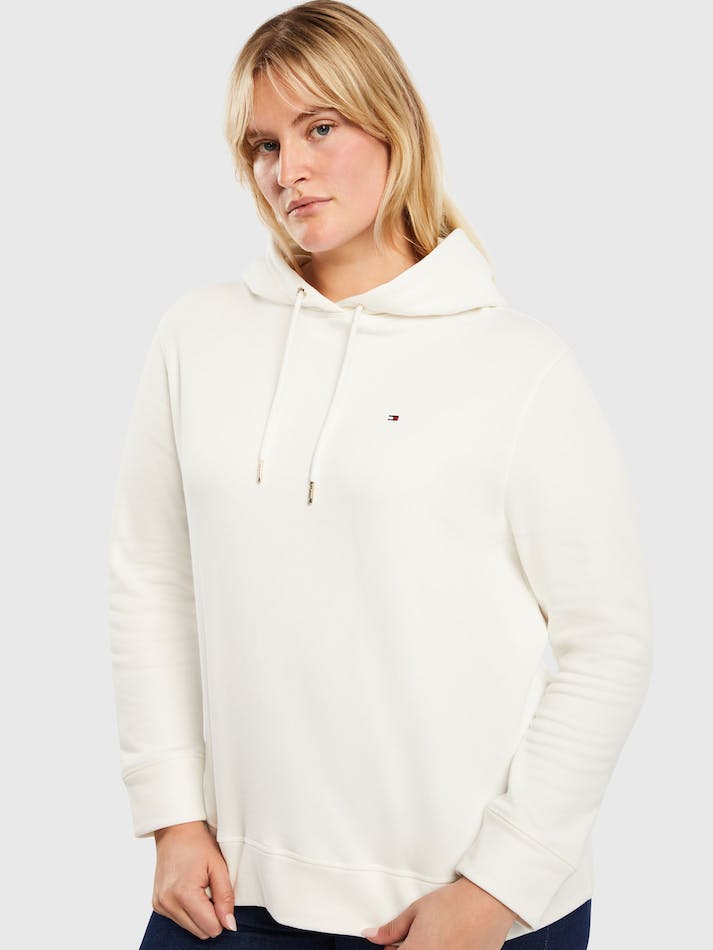 Tommy Hilfiger Curve Regular Women's Hoodie White | nJRGy8FtCEB8