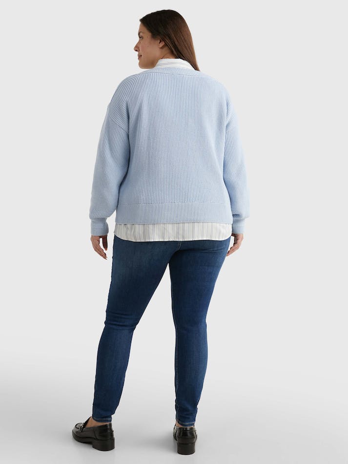 Tommy Hilfiger Curve Relaxed Boat Neck Women's Sweaters Blue | fh0U0msQv8L7