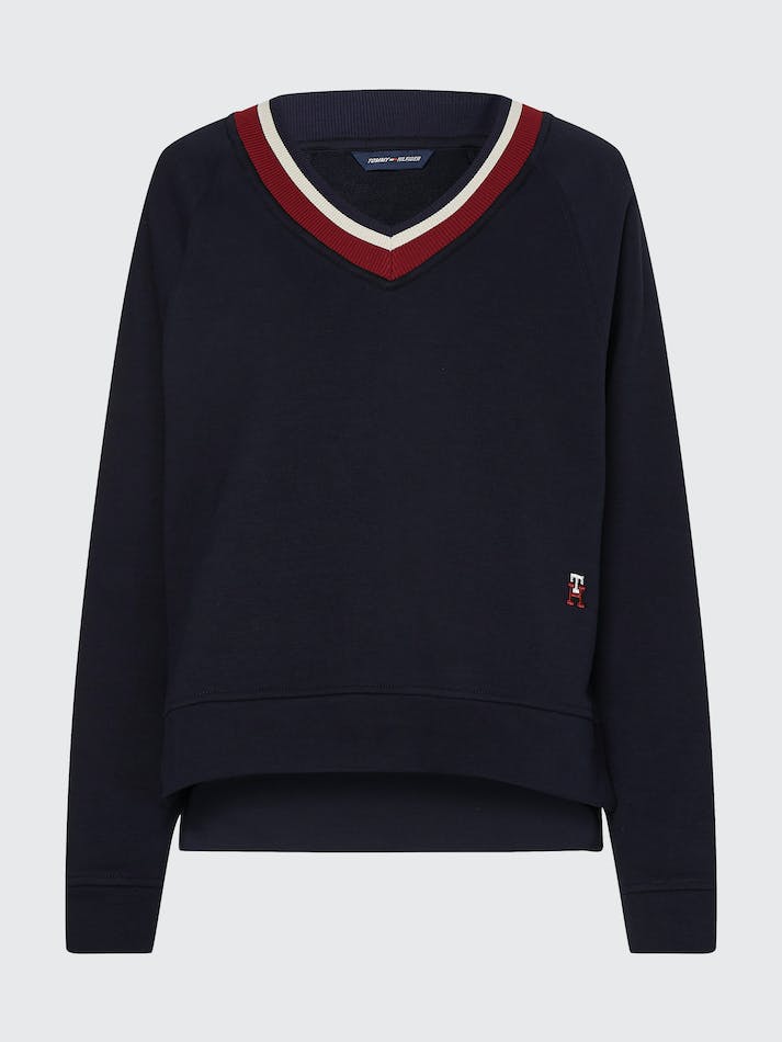 Tommy Hilfiger Curve Sport Fit V-Neck Women's Jumpers Blue | EN81QdOQWkhO