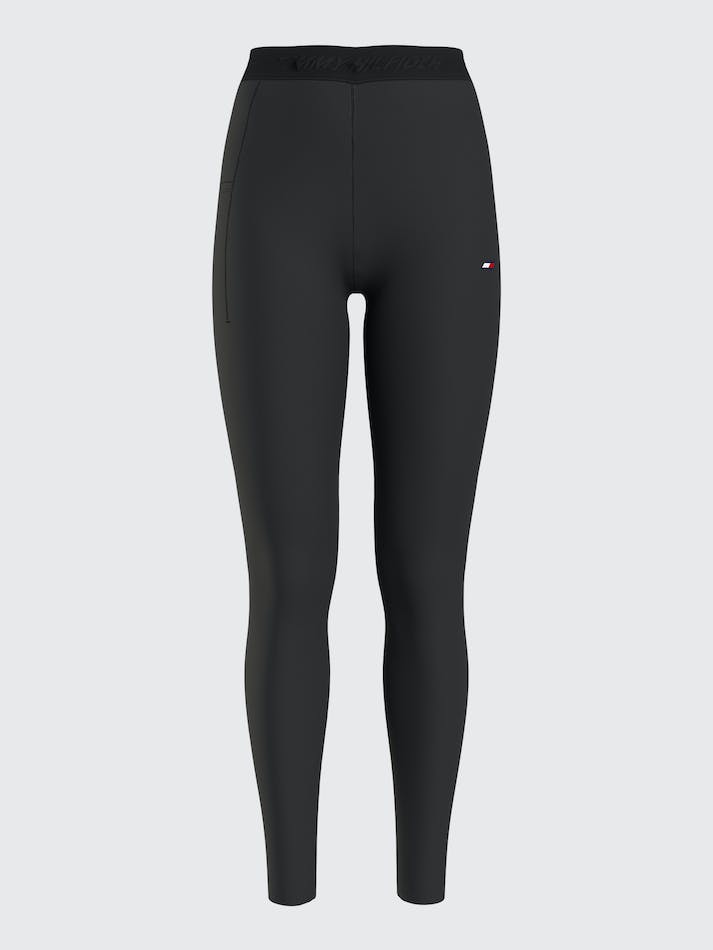 Tommy Hilfiger Curve Sport Logo Waistband Full-Length Women's Leggings Black | jycZVl4vy9ll