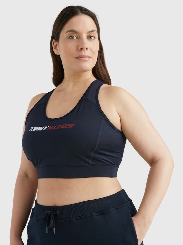 Tommy Hilfiger Curve Sport Medium Support Logo Sports Women's Underwear Blue | wv71ioIGuEZl