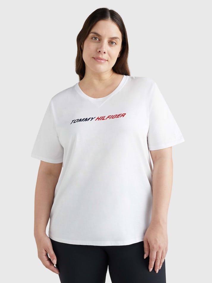 Tommy Hilfiger Curve Sport Moisture Wicking Women's T Shirts White | 0Fy8X28PDYjB