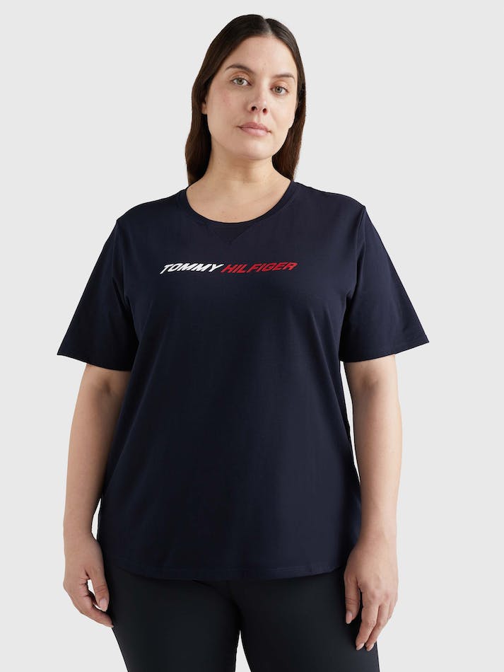 Tommy Hilfiger Curve Sport Moisture Wicking Women's T Shirts Blue | ZZ9YkJPKsTsY