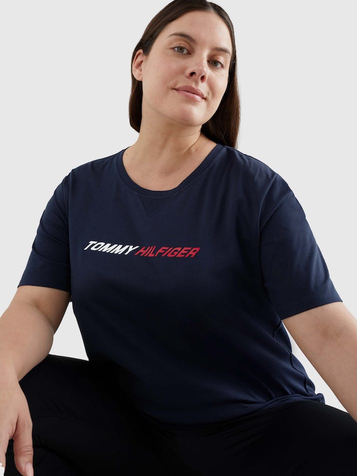 Tommy Hilfiger Curve Sport Moisture Wicking Women's T Shirts Blue | ZZ9YkJPKsTsY