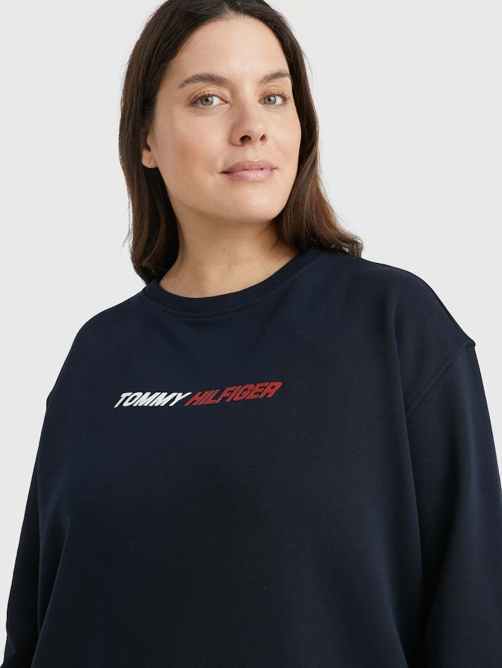 Tommy Hilfiger Curve Sport Relaxed Fit Women's Sweatshirt Blue | 4qG9Baef1Kzz