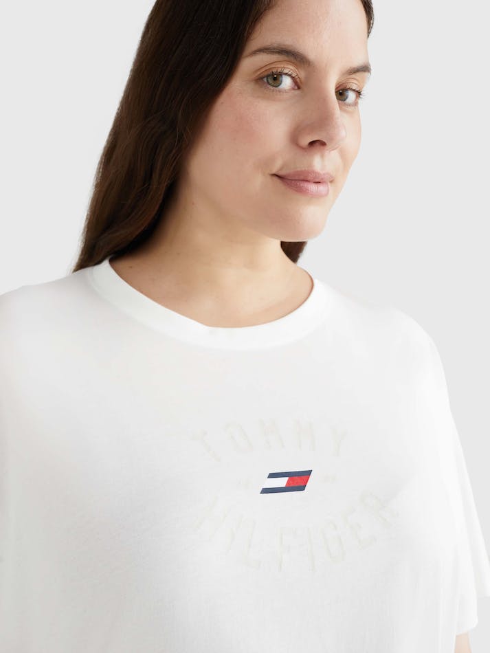 Tommy Hilfiger Curve Sport Relaxed Fit Women's T Shirts White | d6Fslyq3DKOp