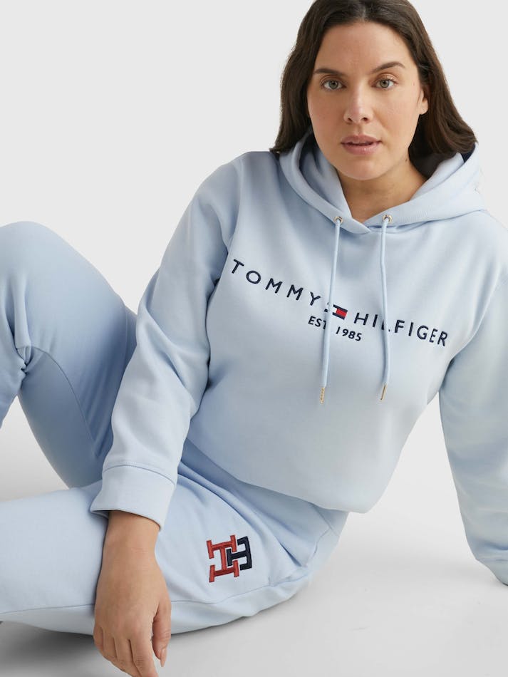 Tommy Hilfiger Curve TH Monogram Tapered Women's Jogger Blue | 2yzUkWxknCt2