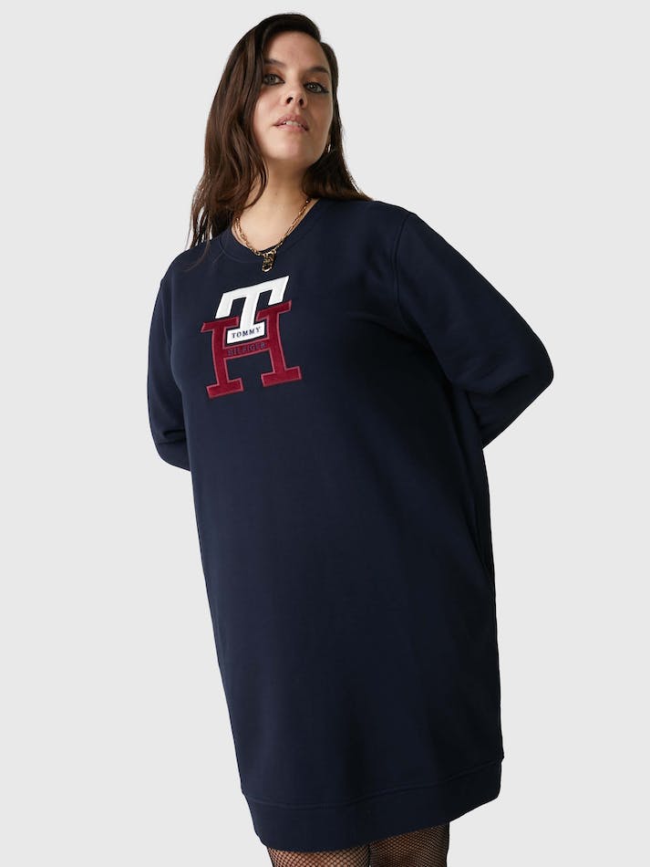 Tommy Hilfiger Curve Th Monogram Jumper Women's Dress Blue | IgPfo6kuauz4