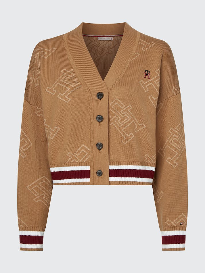 Tommy Hilfiger Curve Th Monogram Relaxed Fit Women's Cardigan Khaki | zfucvgnbhdeo