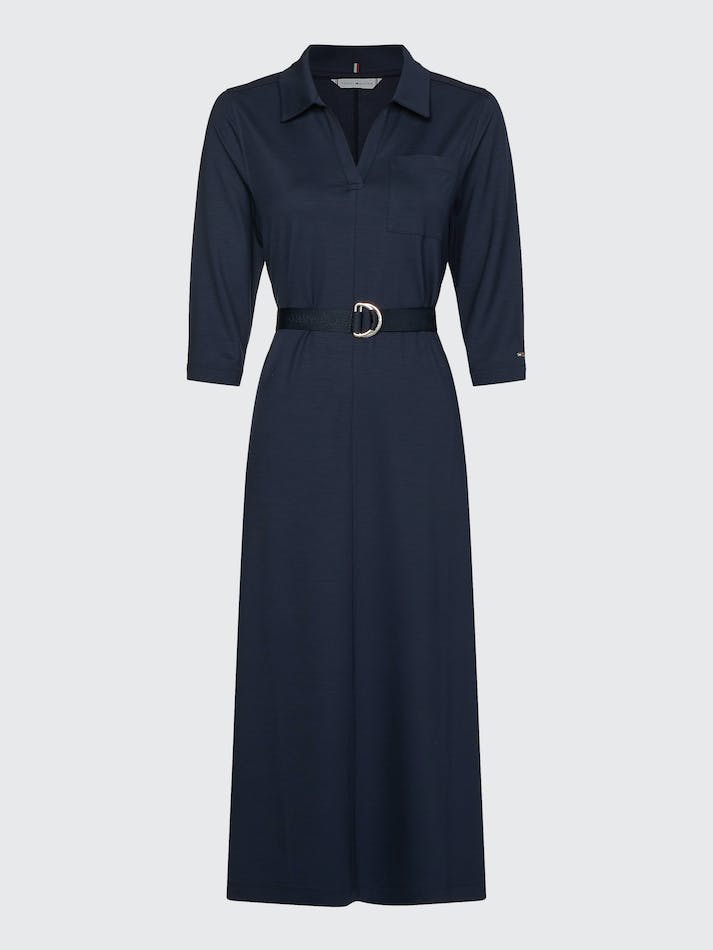 Tommy Hilfiger Curve Three Quarter Sleeve Midi Shirt Women's Dress Blue | GPjoqt4B6fM2