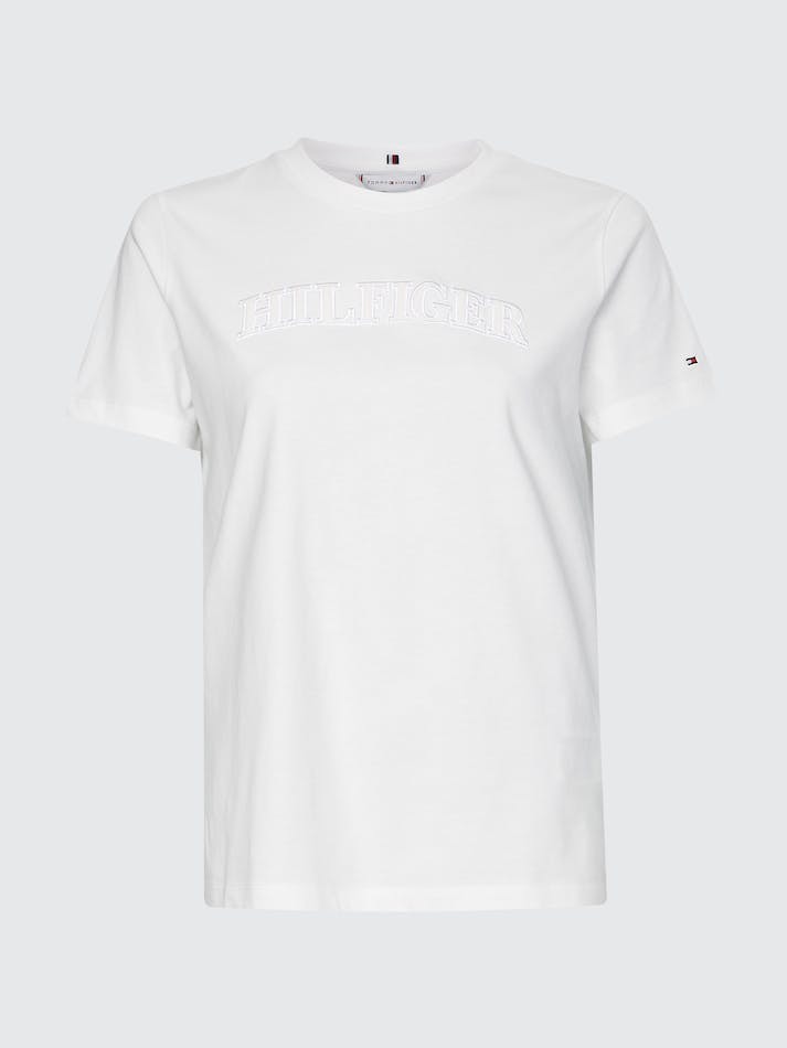 Tommy Hilfiger Curve Tonal Logo Embroidery Regular Fit Women's T Shirts White | YDoeTxsKT2GI