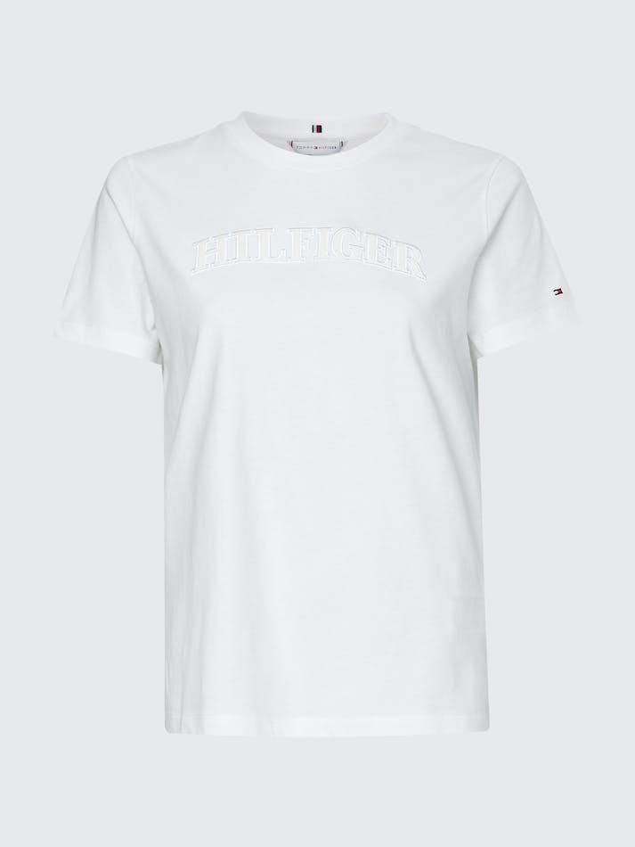 Tommy Hilfiger Curve Tonal Logo Embroidery Regular Fit Women's T Shirts White | YDoeTxsKT2GI