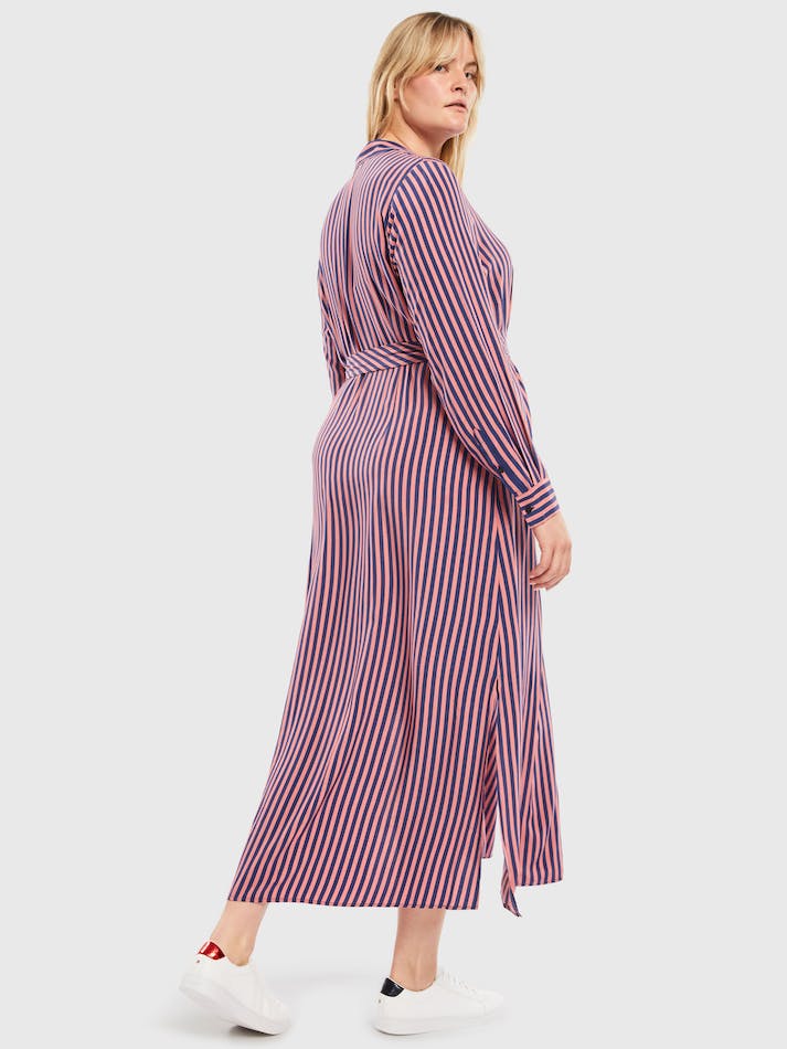 Tommy Hilfiger Curve Viscose Stripe Shirt Women's Dress Stripes / Pink / Blue | A1ziBDYALTS0