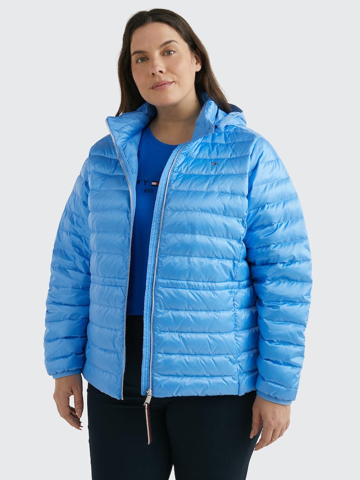 Tommy Hilfiger Curve Water Repellent Down Puffer Women\'s Jackets Blue | hE4X8dQEh6fB