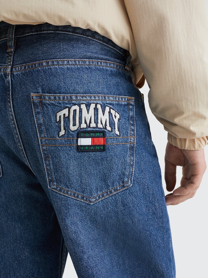 Tommy Jeans Dad Tapered Logo Embroidery Men's Jeans Blue | EdyxMnfauiBl