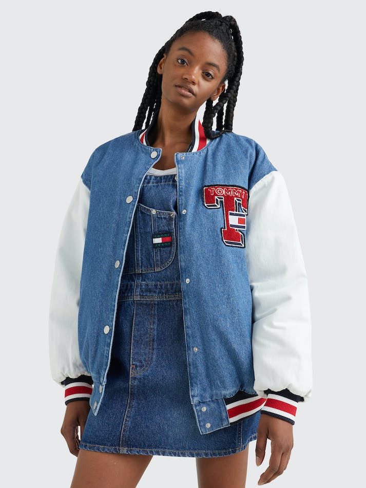 Tommy Jeans Denim Baseball Women's Jackets Blue | Lekkiju3Yjc7