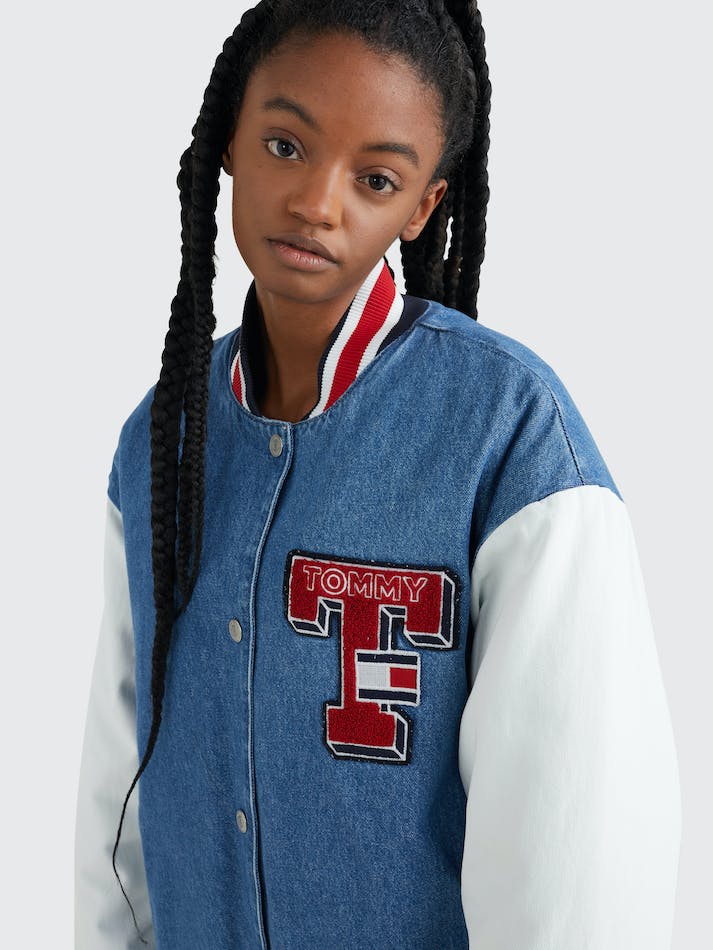 Tommy Jeans Denim Baseball Women's Jackets Blue | Lekkiju3Yjc7