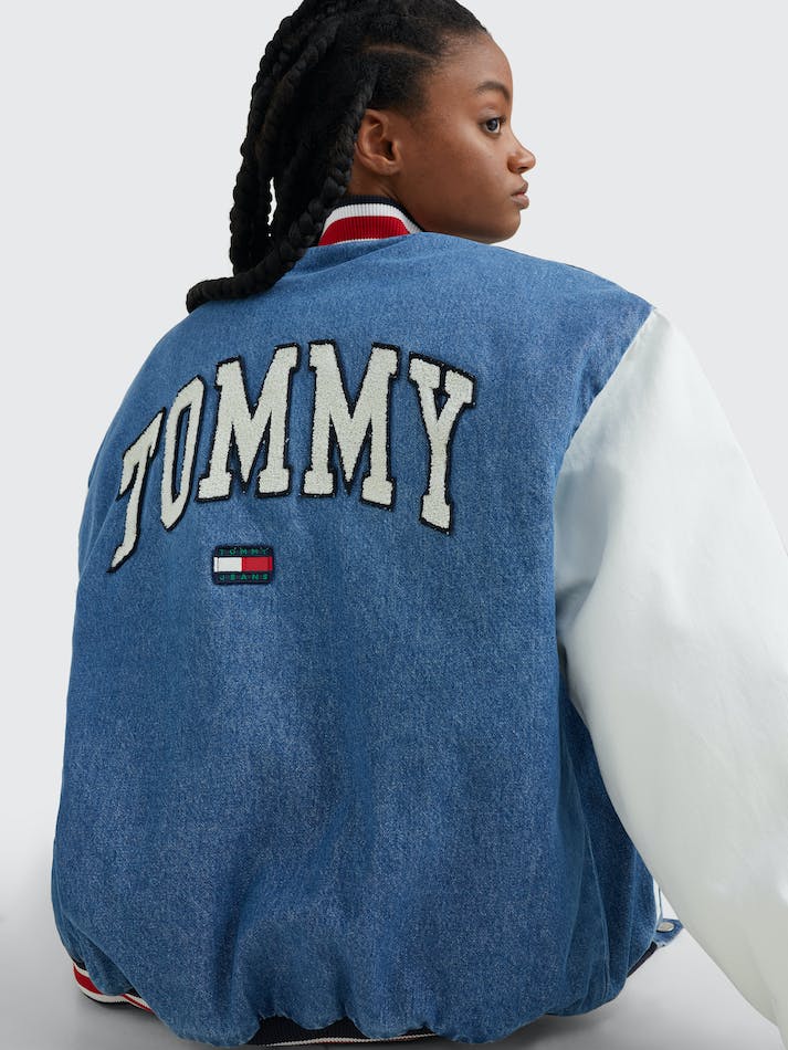 Tommy Jeans Denim Baseball Women's Jackets Blue | Lekkiju3Yjc7