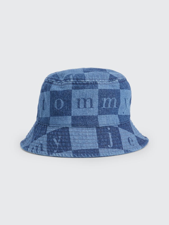 Tommy Hilfiger Denim Checkerboard Bucket Unisex Hats Blue | zexuFththZ4I