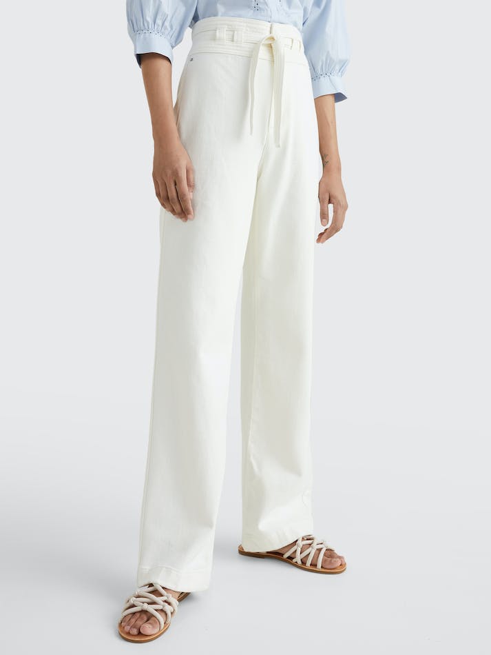 Tommy Hilfiger Denim High Rise Relaxed Straight Women's Trousers White | 8qJjH5PdYmLh