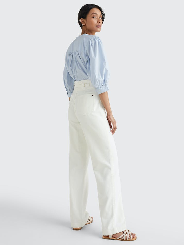 Tommy Hilfiger Denim High Rise Relaxed Straight Women's Trousers White | 8qJjH5PdYmLh