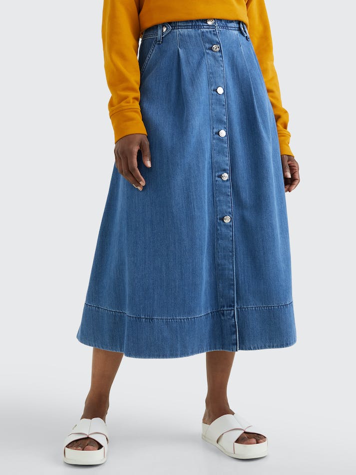 Tommy Hilfiger Denim Pleated Midi Women's Skirts Agi | GCND5an915bg