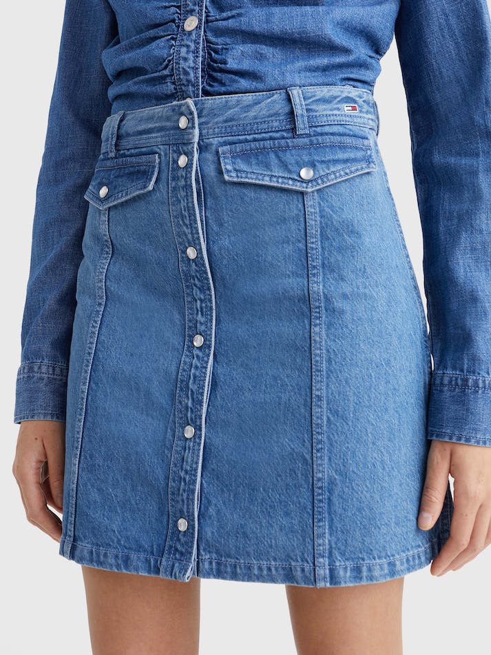 Tommy Jeans Denim Straight Fit Mini Women's Skirts Blue | uDmnDbnp1Avf