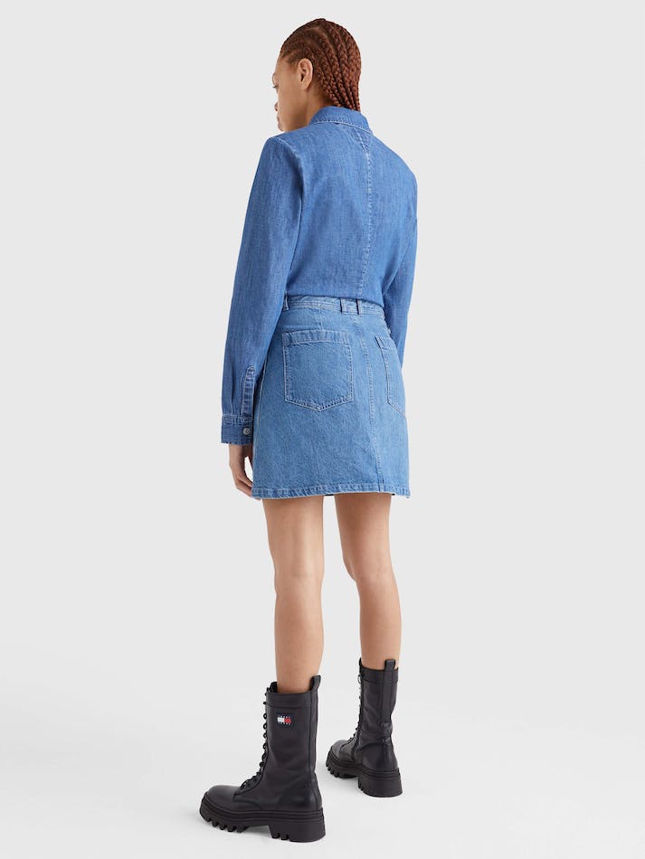 Tommy Jeans Denim Straight Fit Mini Women's Skirts Blue | uDmnDbnp1Avf