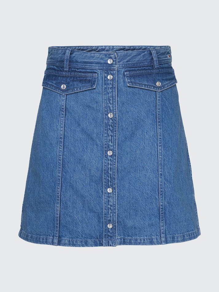 Tommy Jeans Denim Straight Fit Mini Women's Skirts Blue | uDmnDbnp1Avf