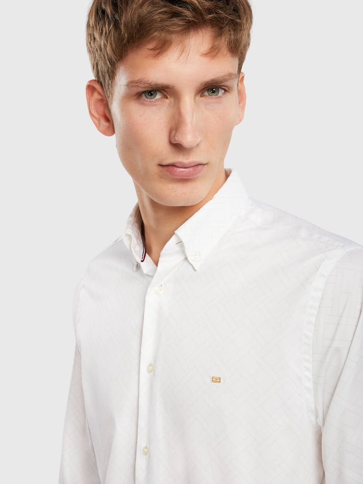 Tommy Hilfiger Diwali Degrade Monogram Men's Shirts White | DHpNkxVQ0eLe