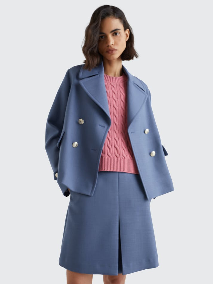 Tommy Hilfiger Double Breasted Women's Coats Blue | sXBFb2nRcLom