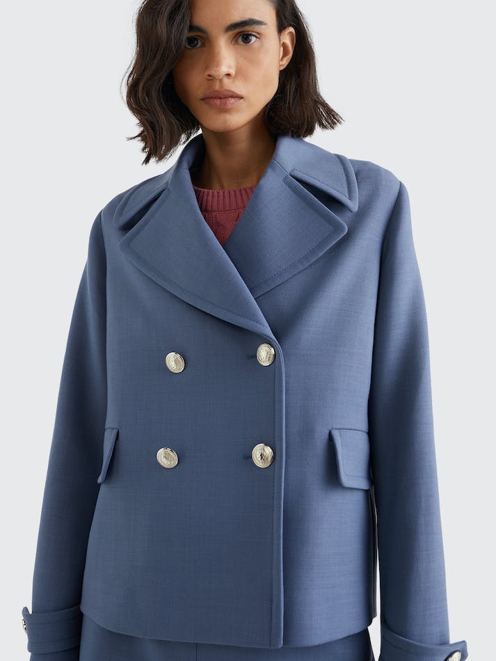 Tommy Hilfiger Double Breasted Women's Coats Blue | sXBFb2nRcLom