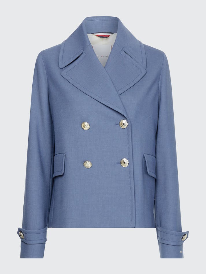 Tommy Hilfiger Double Breasted Women's Coats Blue | sXBFb2nRcLom