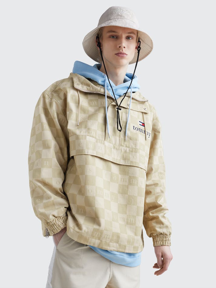 Tommy Jeans Dual Gender Checkerboard Chicago Unisex Windbreaker Beige | C9hCxdhVQKCP