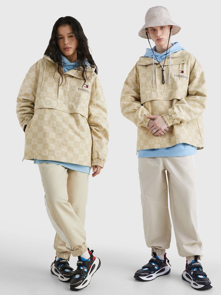 Tommy Jeans Dual Gender Checkerboard Chicago Unisex Windbreaker Beige | C9hCxdhVQKCP