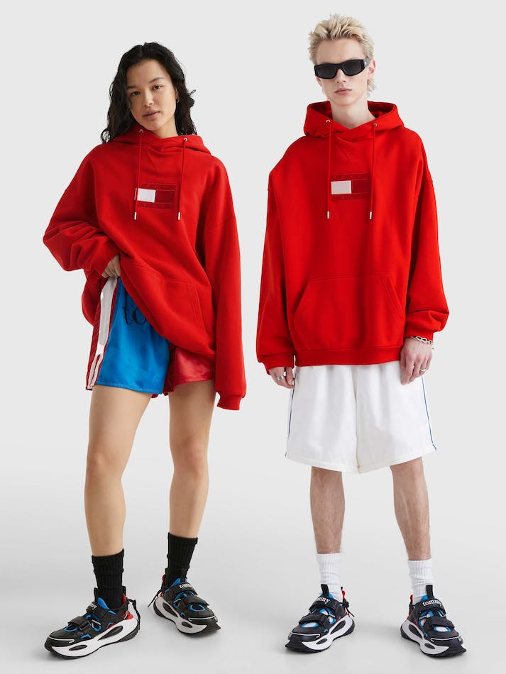 Tommy Jeans Dual Gender Flag Unisex Hoodie Deep Red | cMcqfmJ8KlsZ