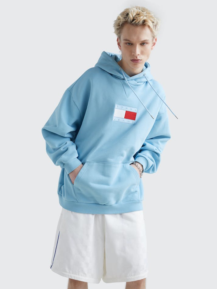 Tommy Jeans Dual Gender Flag Unisex Hoodie Calm Water | ozIZ0ErQT2LR