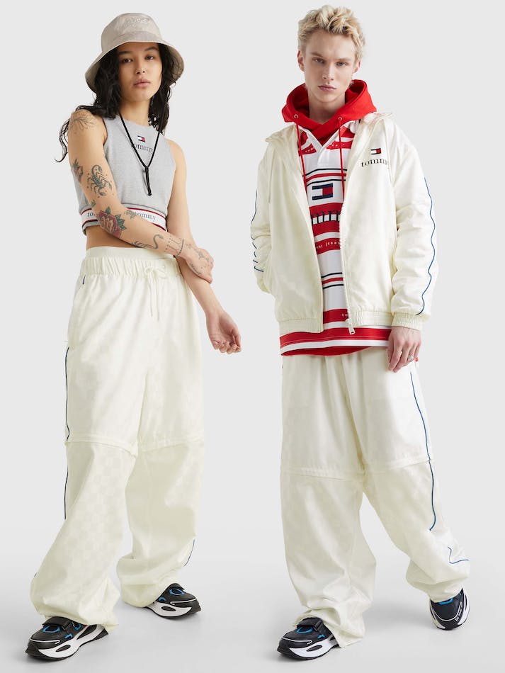 Tommy Jeans Dual Gender Jacquard Checkerboard Unisex Jogger White | rVrdzfJh25Km