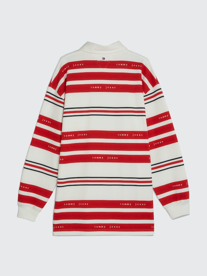 Tommy Jeans Dual Gender Long Sleeve Rugby Unisex Polo Shirts Deep Red / Stripes | SDNQQ50gMJgf